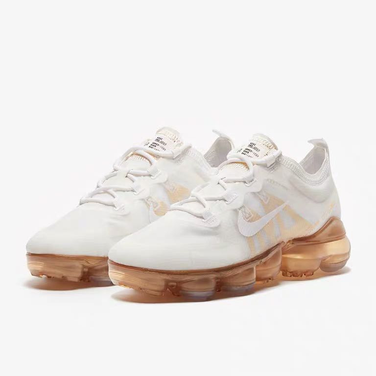 2019 Nike Air VaporMax Women White Gold Shoes - Click Image to Close